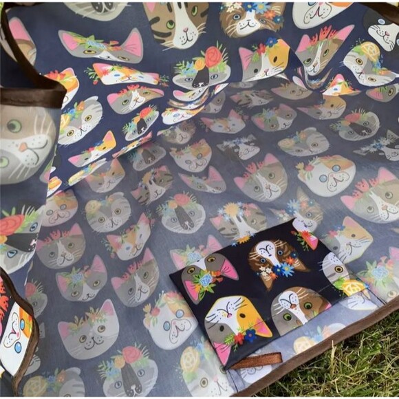 X Large CAT FACES Foldable Nylon Reusable Bag 21" - Picture 7 of 7